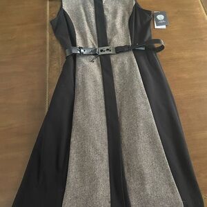 Vince Camuto Black and Tan Midi Dress